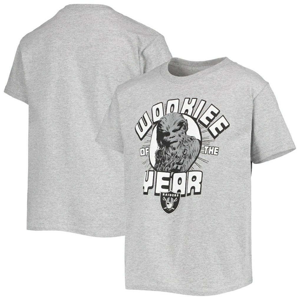 Las Vegas Raiders Junk Food Youth Star Wars Wookie Of The Year T-Shirt - Heathered Gray online