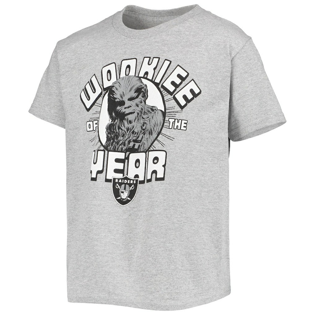 Las Vegas Raiders Junk Food Youth Star Wars Wookie Of The Year T-Shirt - Heathered Gray online
