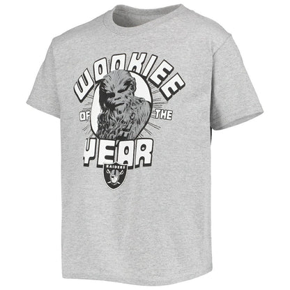 Las Vegas Raiders Junk Food Youth Star Wars Wookie Of The Year T-Shirt - Heathered Gray online