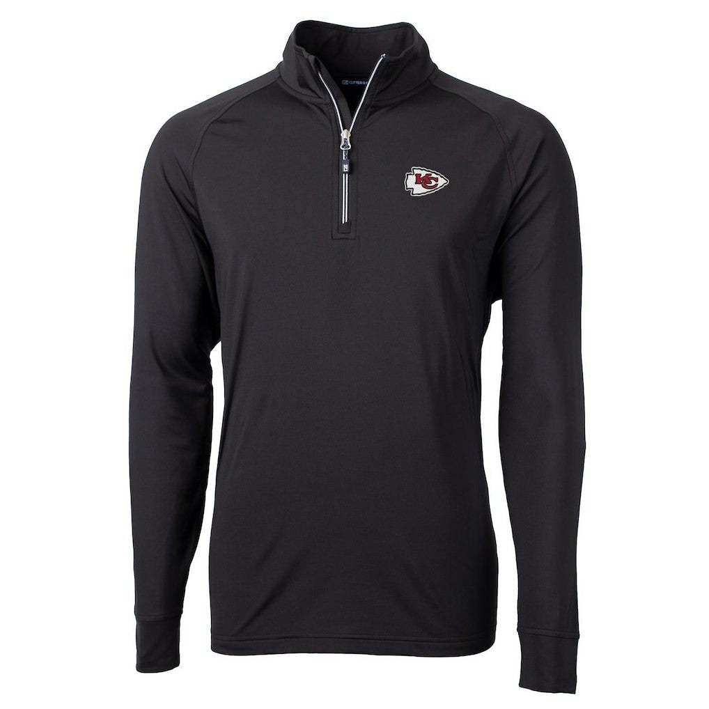 Kansas City Chiefs Cutter & Buck Adapt Eco Knit Quarter-Zip Pullover Jacket - Black for sale