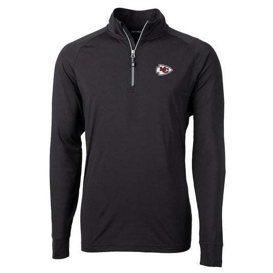 Kansas City Chiefs Cutter & Buck Adapt Eco Knit Quarter-Zip Pullover Jacket - Black for sale