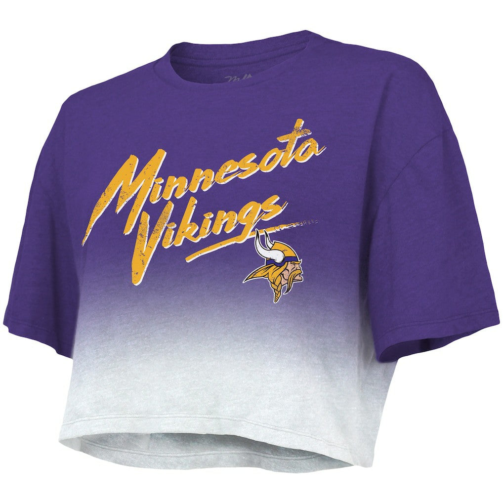 Justin Jefferson Minnesota Vikings Majestic Threads Women's Dip-Dye Player Name & Number Crop Top - Purple/White online
