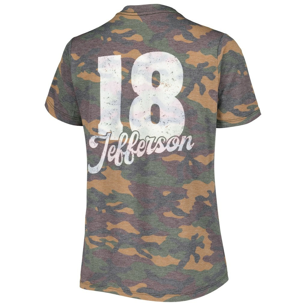 Justin Jefferson Minnesota Vikings Women's Name & Number Tri-Blend V-Neck T-Shirt - Camo on sale