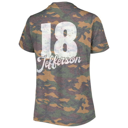 Justin Jefferson Minnesota Vikings Women's Name & Number Tri-Blend V-Neck T-Shirt - Camo on sale