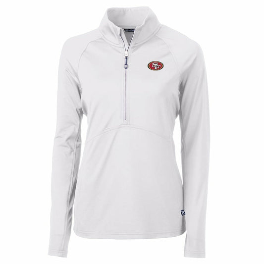 San Francisco 49ers Cutter & Buck Women's Adapt Eco Knit Half-Zip Pullover Jacket - White online