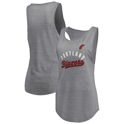 Portland Trail Blazers Women's Quality Time Open Scoop Neck Tri-Blend Tank Top - Heathered Gray | Fanatics for sale
