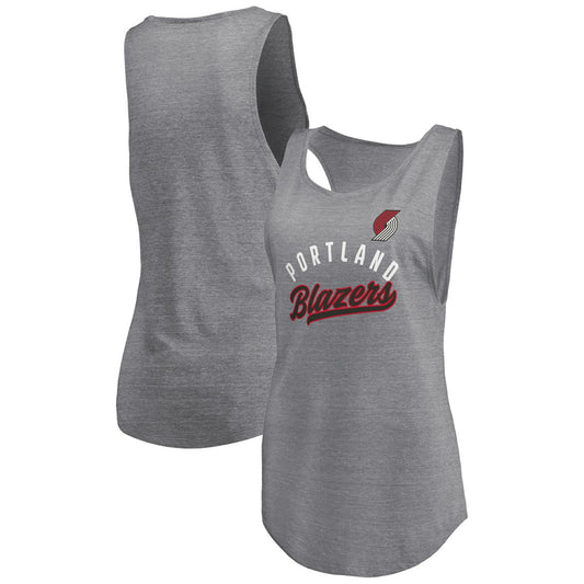 Portland Trail Blazers Women's Quality Time Open Scoop Neck Tri-Blend Tank Top - Heathered Gray | Fanatics for sale