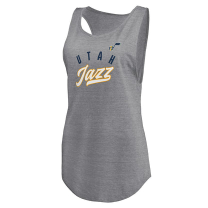 Utah Jazz Women's Quality Time Open Scoop Neck Tri-Blend Tank Top - Heathered Gray | Fanatics shop