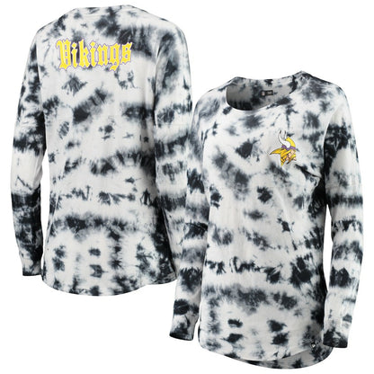 Minnesota Vikings New Era Women's Tie-Dye Long Sleeve T-Shirt - Black outlet