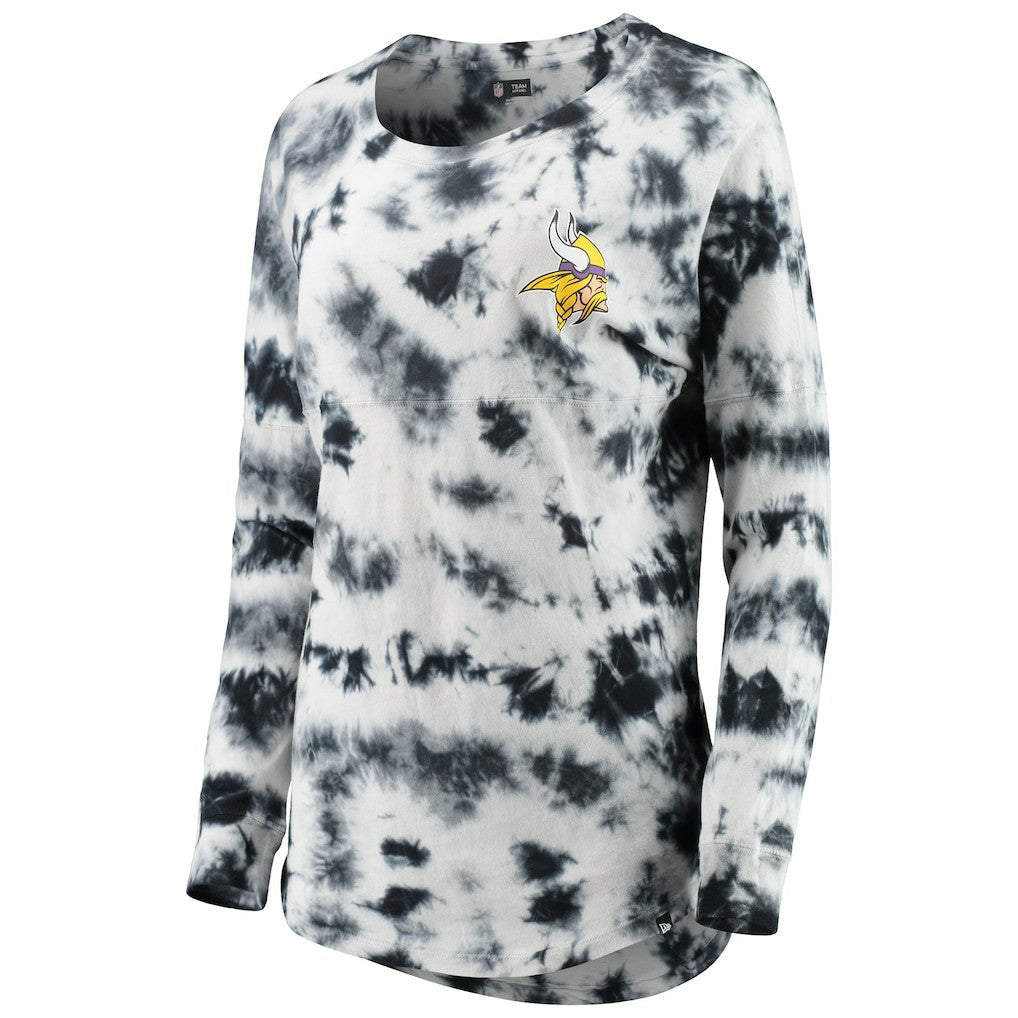 Minnesota Vikings New Era Women's Tie-Dye Long Sleeve T-Shirt - Black outlet