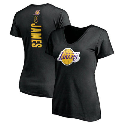 LeBron James Los Angeles Lakers Women's #6 Playmaker Name & Number V-Neck T-Shirt - Black outlet