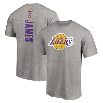 LeBron James Los Angeles Lakers #6 Playmaker Name & Number T-Shirt - Heathered Gray on sale