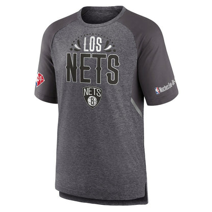Brooklyn Nets 2022 Noches Ene-Be-A Core Shooting Raglan T-Shirt - Heathered Gray | Fanatics for sale