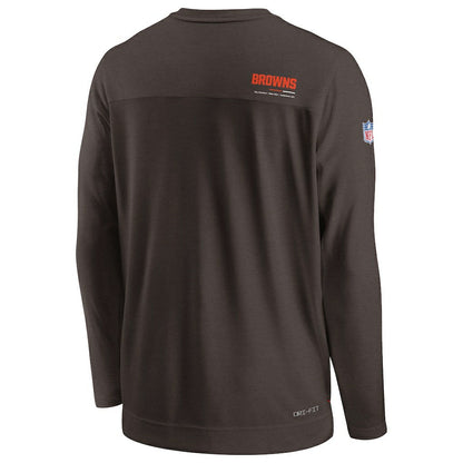 Cleveland Browns Sideline Coach Chevron Lock Up Long Sleeve V-Neck Performance T-Shirt - Brown | Nike discount