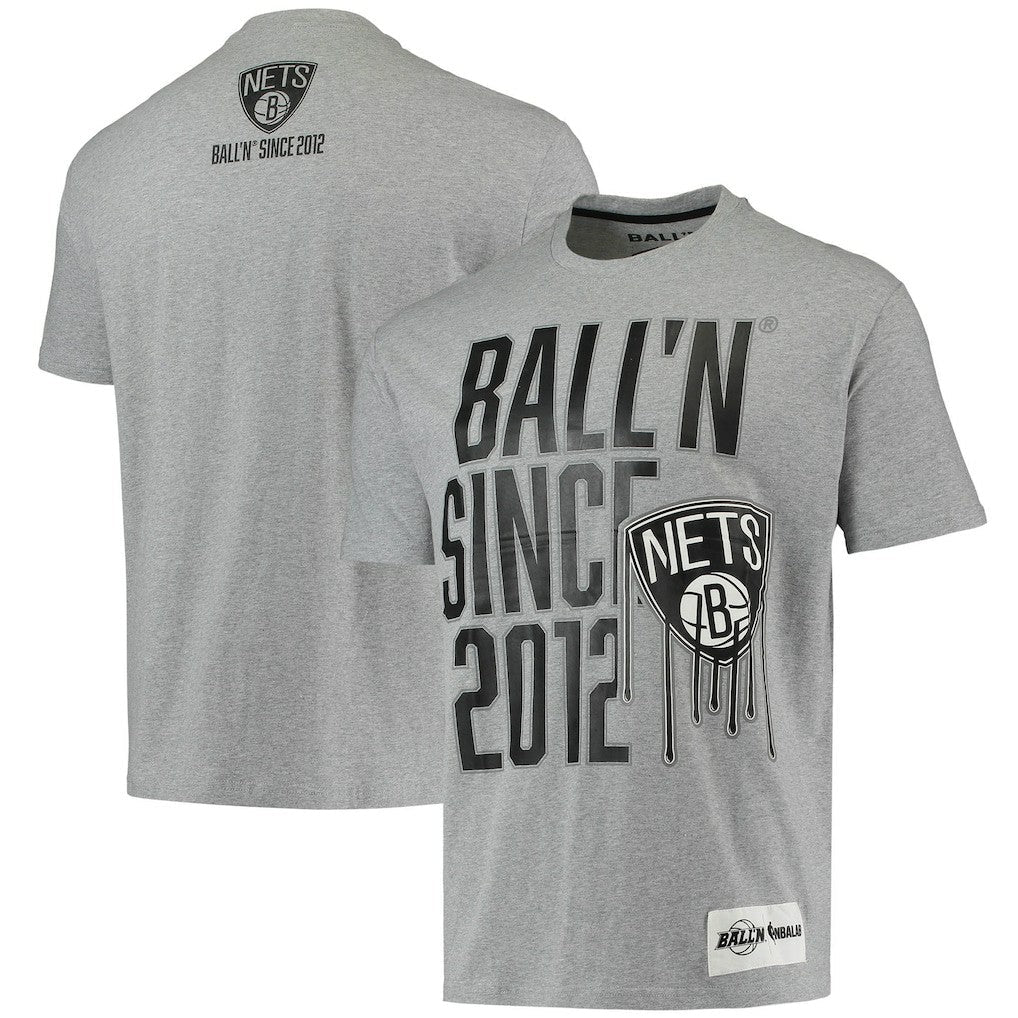Brooklyn Nets BALL'N Since 2012 T-Shirt - Heathered Gray outlet