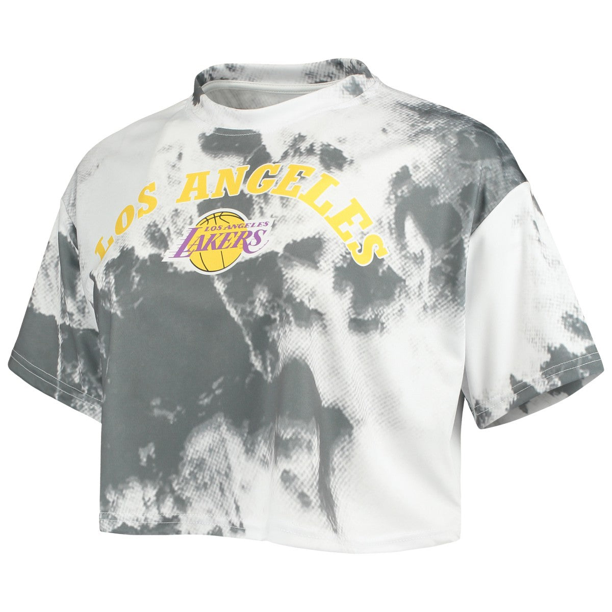 Los Angeles Lakers Women's Tie-Dye Crop Top & Shorts Set - White/Black outlet