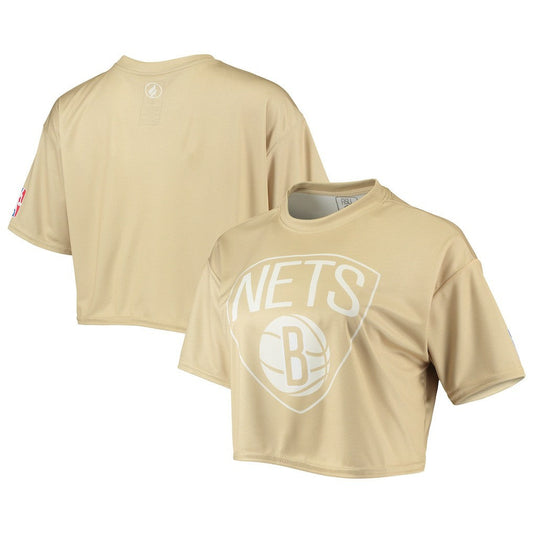 Brooklyn Nets Women's Tan Sand Crop Top discount