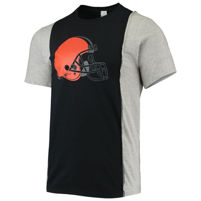Cleveland Browns Refried Apparel Sustainable Split T-Shirt - Black/Heathered Gray discount