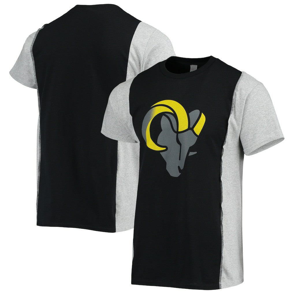 Los Angeles Rams Refried Apparel Sustainable Split T-Shirt - Black/Heathered Gray outlet
