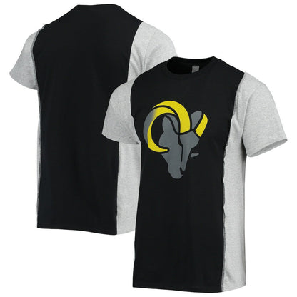 Los Angeles Rams Refried Apparel Sustainable Split T-Shirt - Black/Heathered Gray outlet