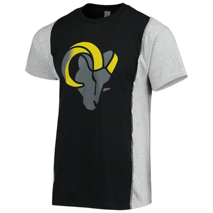 Los Angeles Rams Refried Apparel Sustainable Split T-Shirt - Black/Heathered Gray outlet