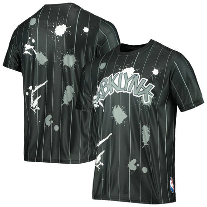 Brooklyn Nets FISLL Striped Splatter T-Shirt - Black sale