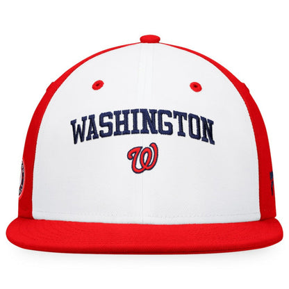 Washington Nationals Iconic Color Blocked Fitted Hat - White/Red