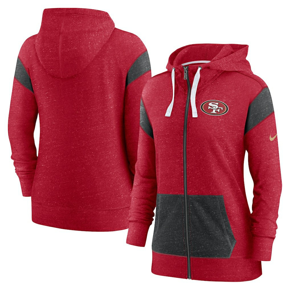 San Francisco 49ers Women's Monaco Lightweight Full-Zip Hoodie - Scarlet/Heather Black | Nike sale