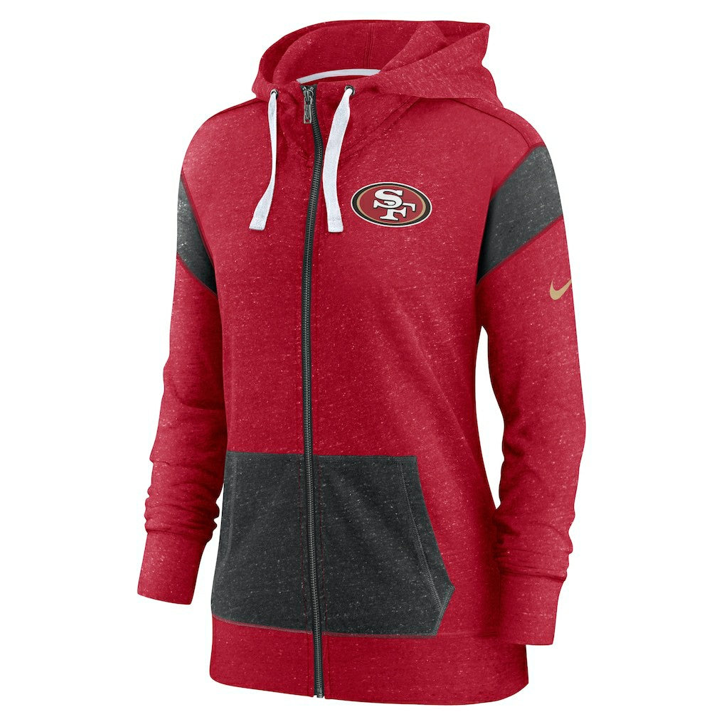 San Francisco 49ers Women's Monaco Lightweight Full-Zip Hoodie - Scarlet/Heather Black | Nike sale