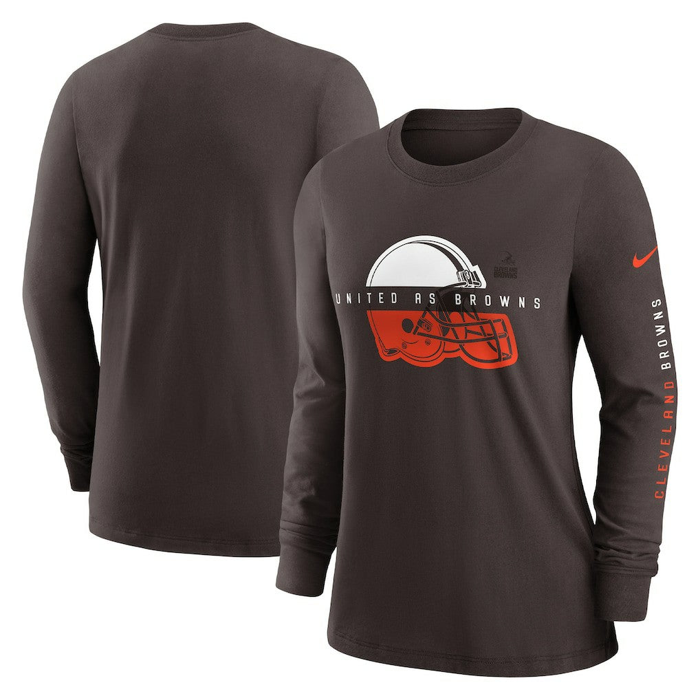 Cleveland Browns Women's Prime Split Long Sleeve T-Shirt - Brown | Nike online
