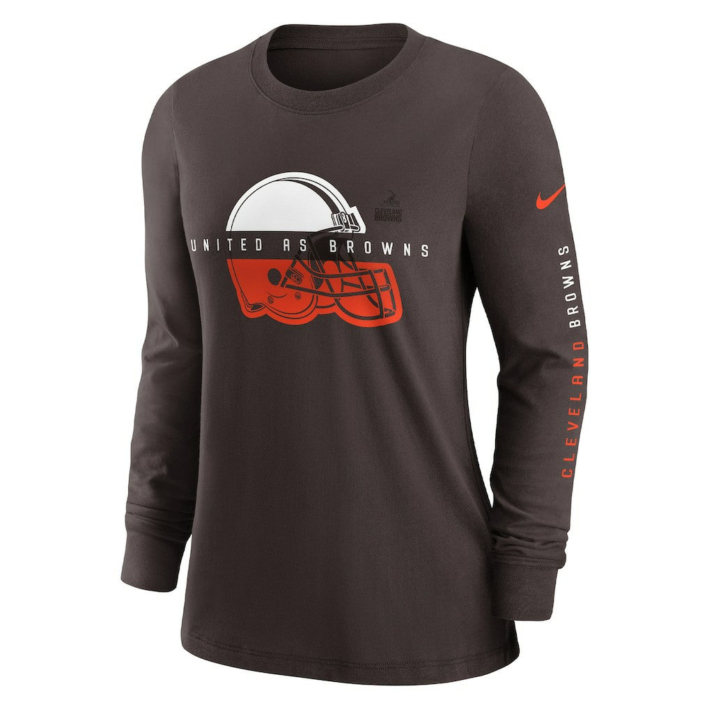Cleveland Browns Women's Prime Split Long Sleeve T-Shirt - Brown | Nike online