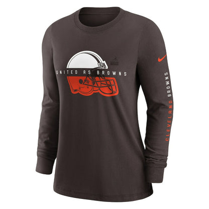 Cleveland Browns Women's Prime Split Long Sleeve T-Shirt - Brown | Nike online