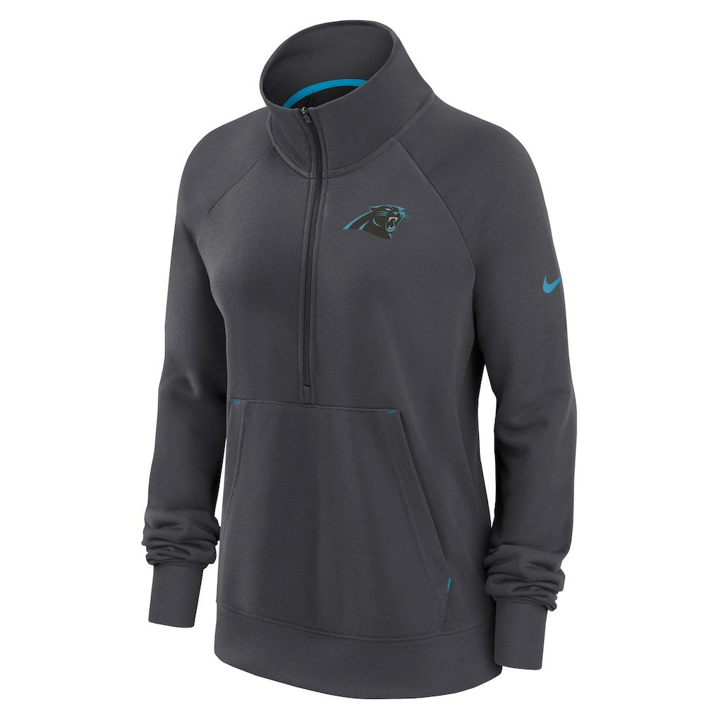 Carolina Panthers Women's Premium Raglan Performance Half-Zip Sweatshirt - Charcoal | Nike discount