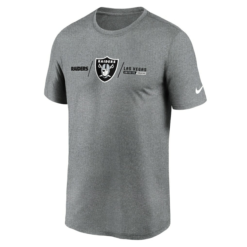 Las Vegas Raiders Horizontal Lockup Legend Performance T-Shirt - Heather Charcoal | Nike cheap