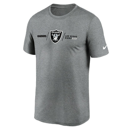Las Vegas Raiders Horizontal Lockup Legend Performance T-Shirt - Heather Charcoal | Nike cheap