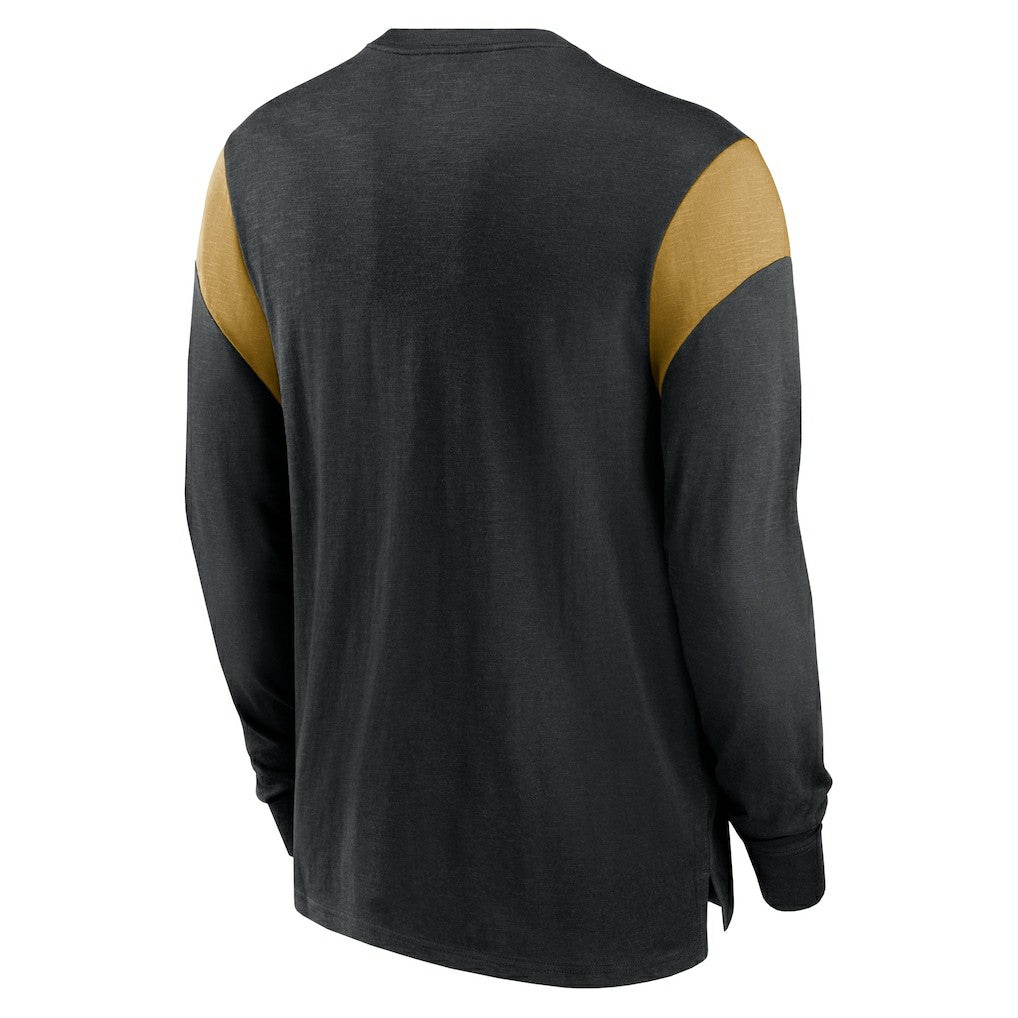 New Orleans Saints Rewind Playback Helmet Long Sleeve T-Shirt - Heather Black | Nike outlet