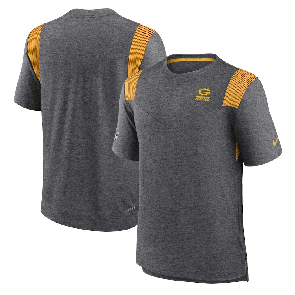 Green Bay Packers Sideline Tonal Logo Performance Player T-Shirt - Heather Charcoal | Nike sale