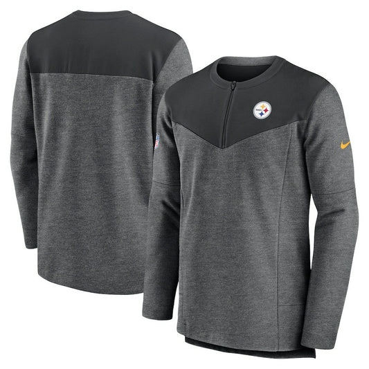 Pittsburgh Steelers Sideline Lockup Performance Quarter-Zip Top - Charcoal | Nike for sale