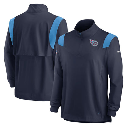 Tennessee Titans Sideline Coach Chevron Lockup Quarter-Zip Long Sleeve Top - Navy | Nike for sale