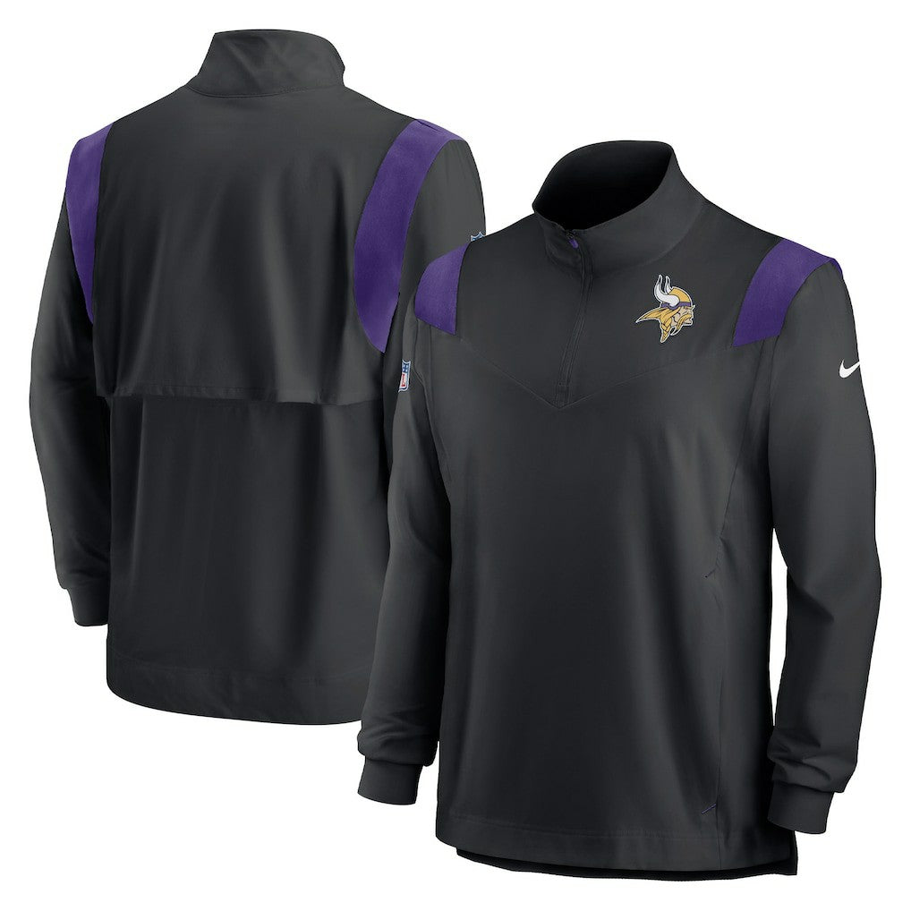 Minnesota Vikings Sideline Coach Chevron Lockup Quarter-Zip Long Sleeve Top - Black | Nike for sale