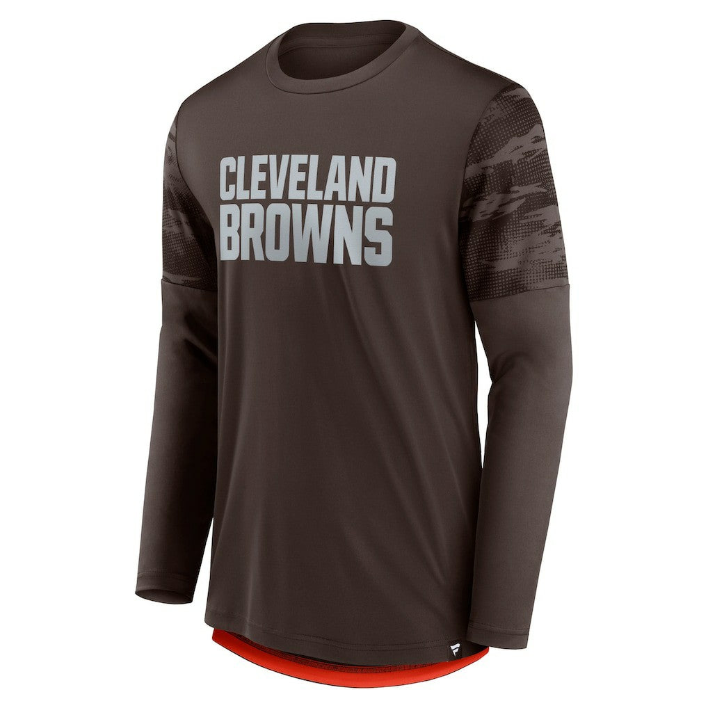 Cleveland Browns Square Off Long Sleeve T-Shirt - Brown/Orange on sale
