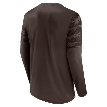 Cleveland Browns Square Off Long Sleeve T-Shirt - Brown/Orange on sale