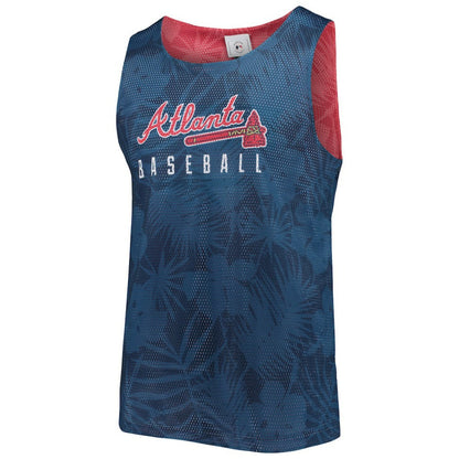 Atlanta Braves FOCO Floral Reversible Mesh Tank Top - Navy