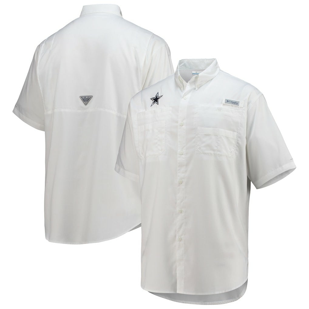 Dallas Cowboys Tamiami Omni-Shade Button-Down Short Sleeve Shirt - White for sale