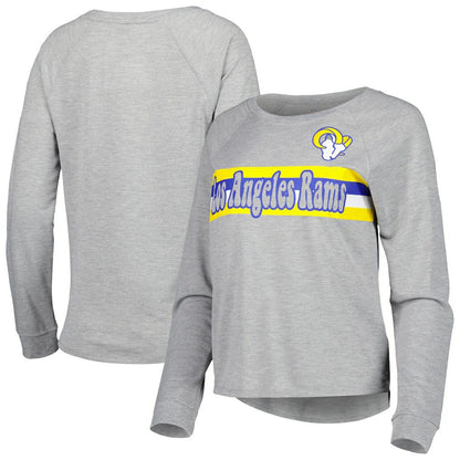 Los Angeles Rams Juniors All Striped Up Raglan Long Sleeve T-Shirt - Heathered Gray online