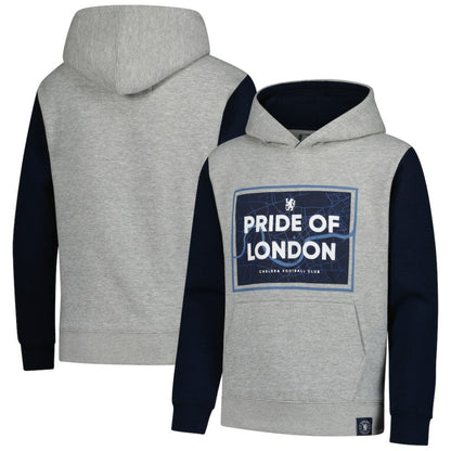 Chelsea Youth Club Pullover Hoodie - Heathered Gray/Navy for sale