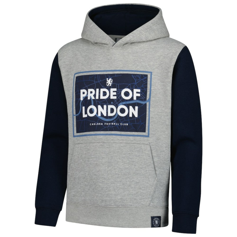 Chelsea Youth Club Pullover Hoodie - Heathered Gray/Navy for sale