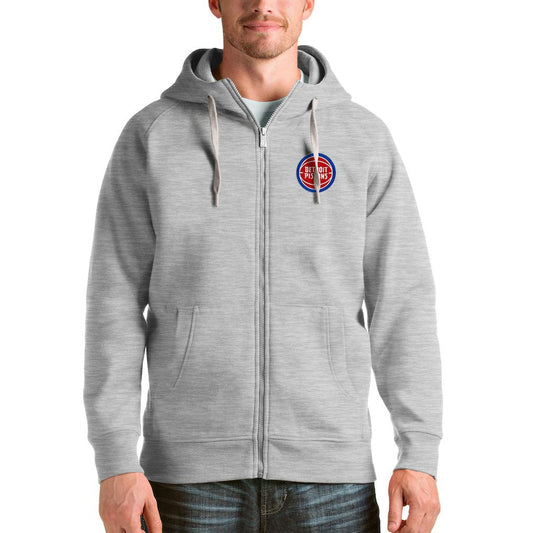 Detroit Pistons Antigua Logo Victory Full-Zip Hoodie sale - Heathered Gray discount