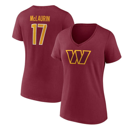 Terry McLaurin Washington Commanders Women's Player Icon Name & Number V-Neck T-Shirt - Burgundy sale