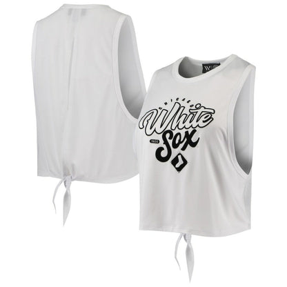 Chicago White Sox The Wild Collective Women's Open Back Twist-Tie Tank Top - White